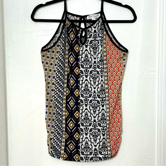 Women's Daily Special Multi-colored Tank Top, Decorative Keyhole Front/Back Sz M - Picture 1 of 7